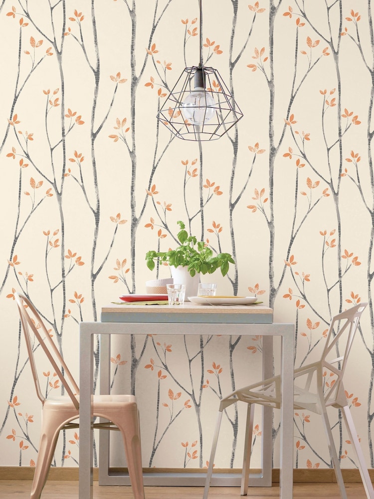 Urban Walls Orange Scandi Tree Wallpaper - Image 2 of 4