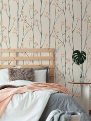 Urban Walls Orange Scandi Tree Wallpaper - Image 3 of 4