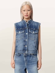 AllSaints Blue Mav Stud Waistcoat - Image 1 of 6