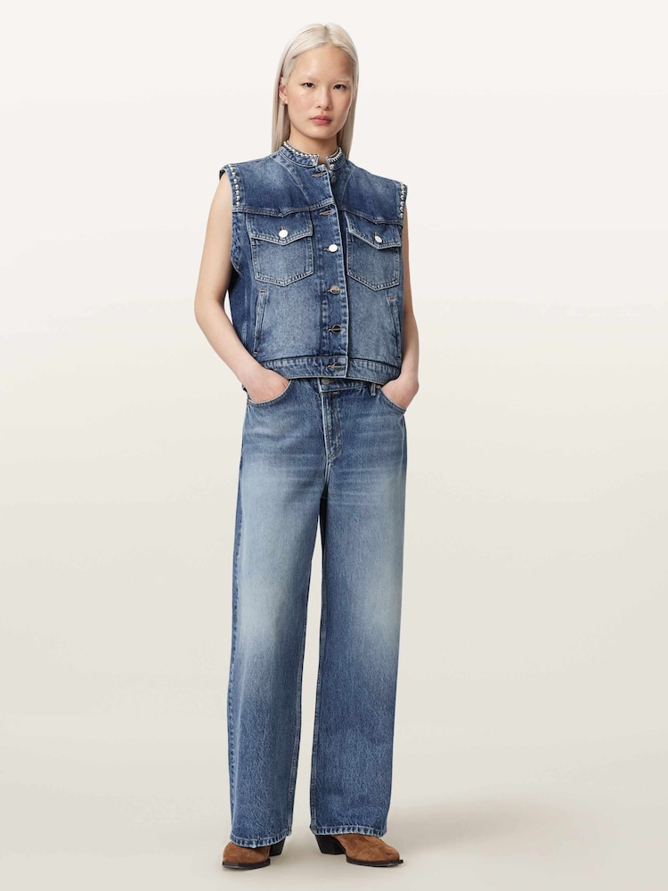 AllSaints Blue Mav Stud Waistcoat - Image 2 of 6
