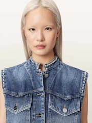 AllSaints Blue Mav Stud Waistcoat - Image 3 of 6