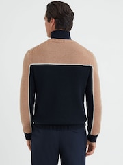 Reiss Navy/Camel Nash Fairisle Pattern Crew Neck Jumper - Image 4 of 4