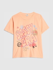 River Island Orange Sassy Era Smile T-Shirt - Image 1 of 4