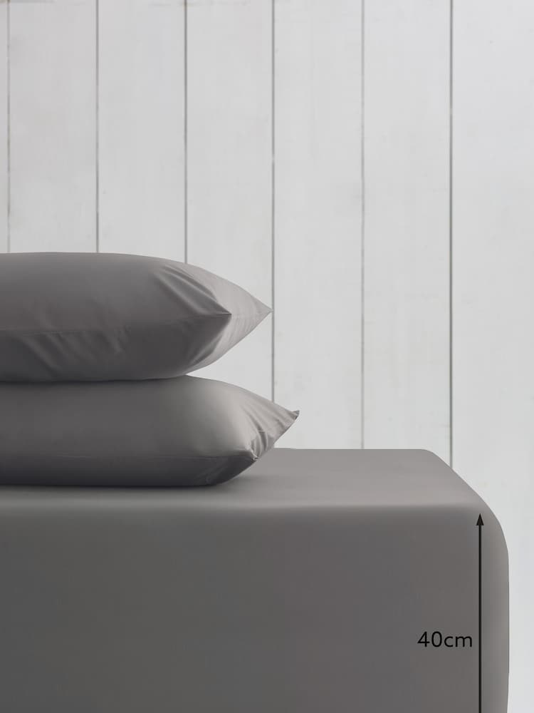 Grey Charcoal Cotton Rich Extra Deep Fitted Sheet - Image 2 of 2 Grey Charcoal Cotton Rich Extra Deep Fitted Sheet - Image 2 of 2