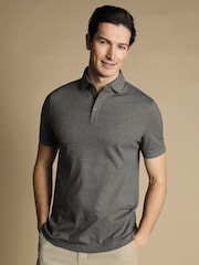 Charles Tyrwhitt Grey Marl Short Sleeve Cotton Tyrwhitt Pique Polo Shirt - Image 1 of 5
