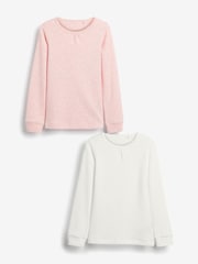 Pink/White 2 Pack Long Sleeved Thermal Tops (2-16yrs) - Image 1 of 4