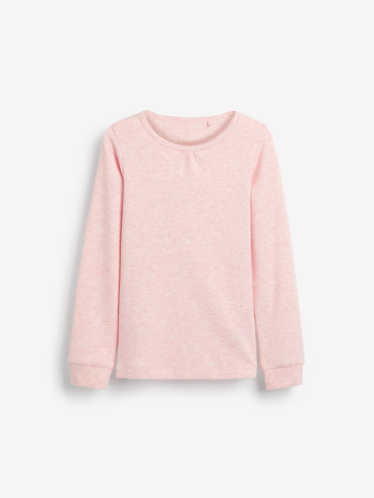 Pink/White 2 Pack Long Sleeved Thermal Tops (2-16yrs) - Image 2 of 4
