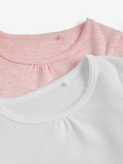Pink/White 2 Pack Long Sleeved Thermal Tops (2-16yrs) - Image 4 of 4