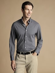 Charles Tyrwhitt Grey Four Way Stretch Button Down Jersey Shirt - Image 1 of 6
