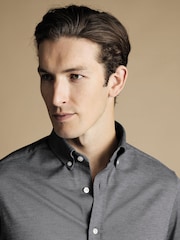 Charles Tyrwhitt Grey Four Way Stretch Button Down Jersey Shirt - Image 2 of 6