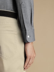 Charles Tyrwhitt Grey Four Way Stretch Button Down Jersey Shirt - Image 3 of 6