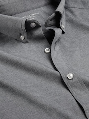 Charles Tyrwhitt Grey Four Way Stretch Button Down Jersey Shirt - Image 5 of 6