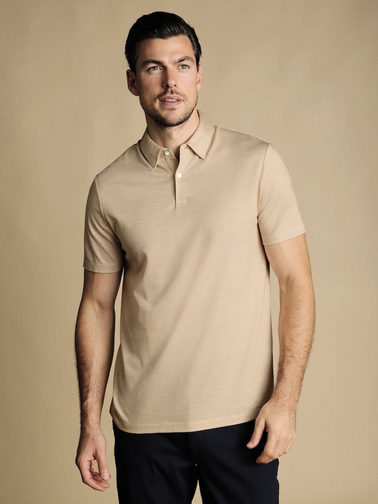 Charles Tyrwhitt Pink Cotton Tencel Tyrwhitt Cool Polo Shirt - Image 1 of 5