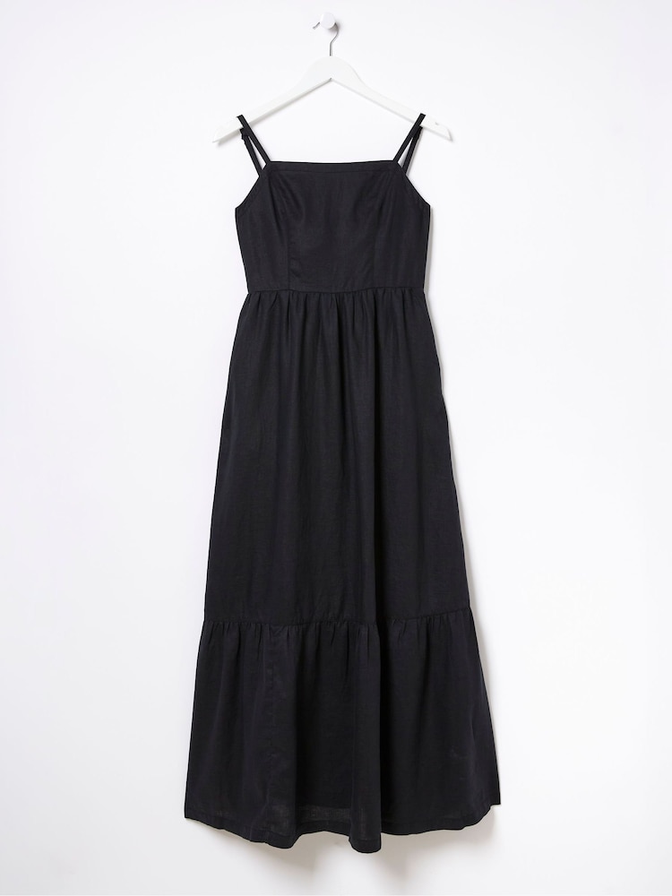 FatFace Black Linen Julien Midi Dress - Image 5 of 5