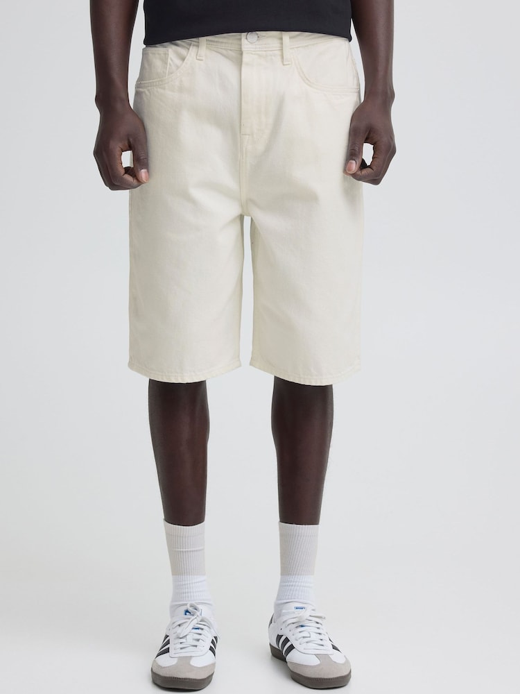 Blend White Denim Relaxed Knee Length Shorts - Image 1 of 5