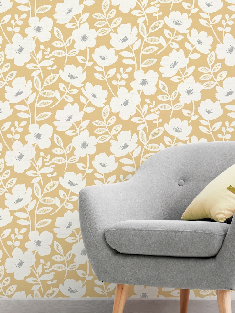Urban Walls Grey Scandi Flower Wallpaper - Image 1 of 3