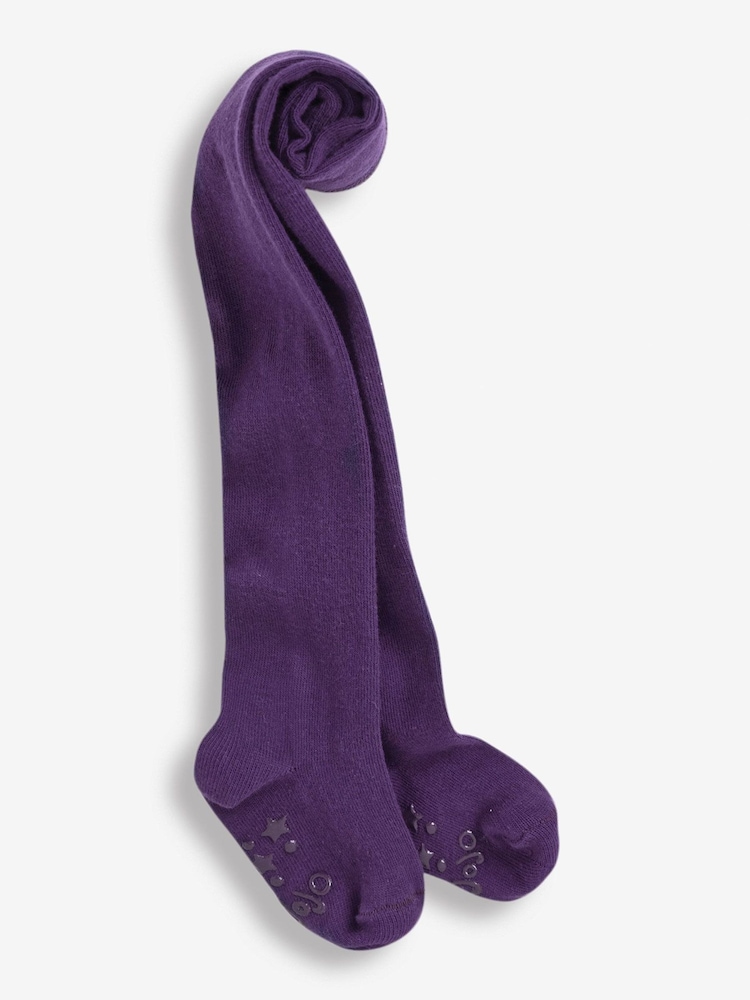 JoJo Maman Bébé Mulberry Cotton Rich Plain Tights - Image 2 of 3