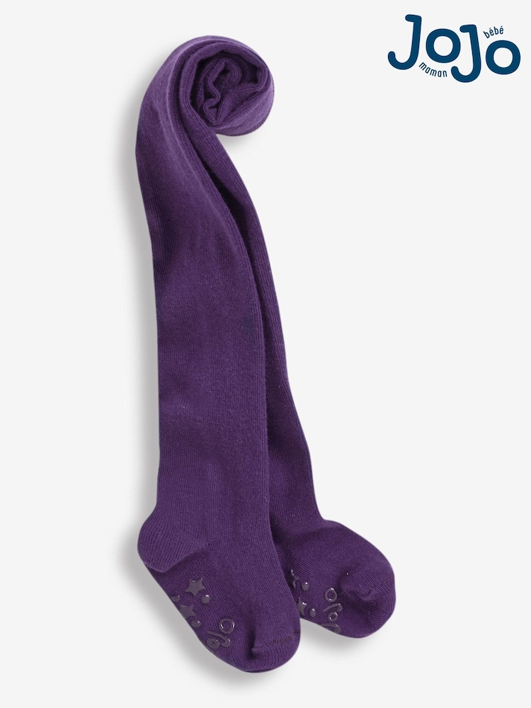 JoJo Maman Bébé Mulberry Cotton Rich Plain Tights - Image 3 of 3