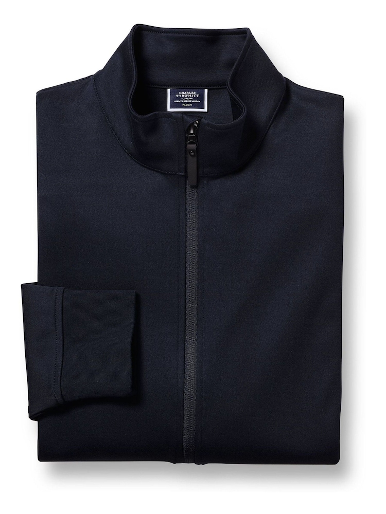 Charles Tyrwhitt Blue 100% Cotton Performance Long Sleeve Funnel Neck Jacket - Image 1 of 3 Charles Tyrwhitt Blue 100% Cotton Performance Long Sleeve Funnel Neck Jacket - Image 1 of 3