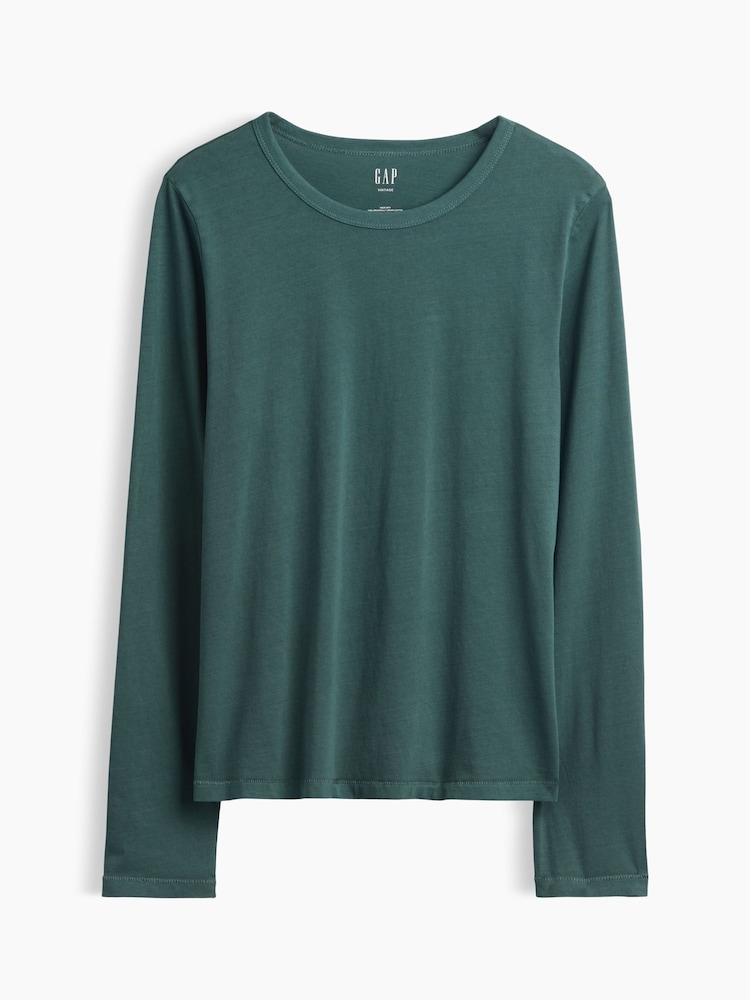 Verde - Gap Vintage Soft Long Sleeve T-Shirt - Imagen 1 de 1