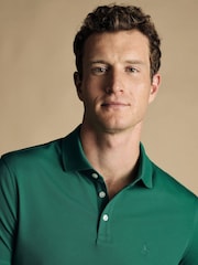 Charles Tyrwhitt GreenSmokey Olive Canvas Solid Short Sleeve Cotton Tyrwhitt Pique Polo Shirt - Image 2 of 5