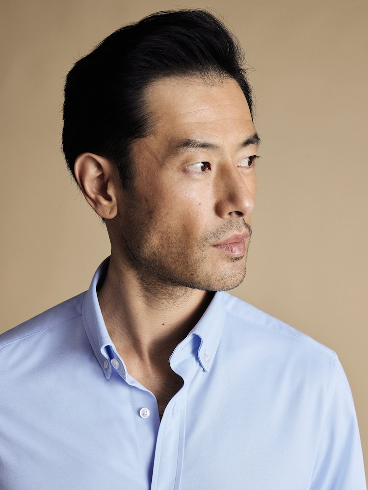 Charles Tyrwhitt Blue Four Way Stretch Button Down Jersey Shirt - Image 2 of 5