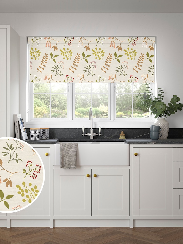 Orange Printed Leaves Made to Measure Roller Blind - Image 1 of 6