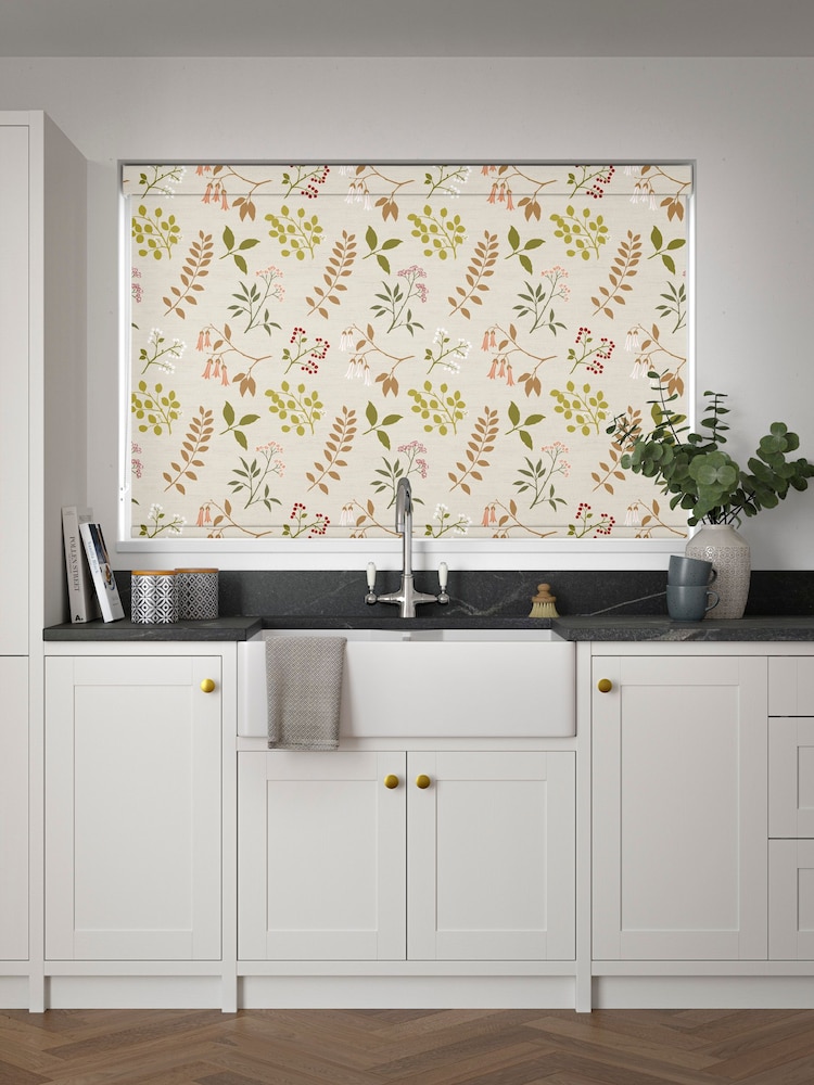 Orange Printed Leaves Made to Measure Roller Blind - Image 2 of 6