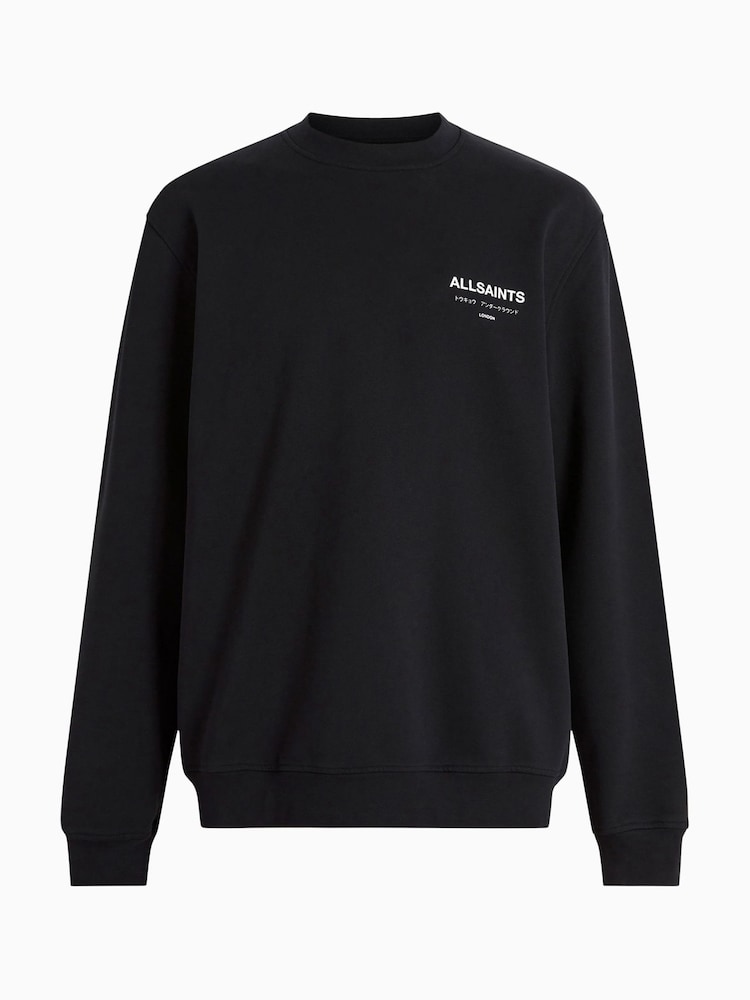 AllSaints Black Underground Crew Neck Jumper - Image 8 of 8