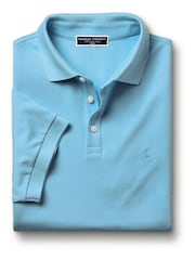 أزرق فاتح - قميص بولو بيكيه قطن سادة بكم قصير Tyrwhitt من Charles Tyrwhitt - صورة 3 من 5