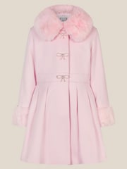 Monsoon Pink Isabella Faux Fur Collar Coat - Image 1 of 2