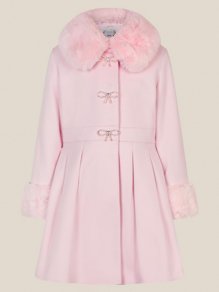 Monsoon Pink Isabella Faux Fur Collar Coat - Image 1 of 2 Monsoon Pink Isabella Faux Fur Collar Coat - Image 1 of 2