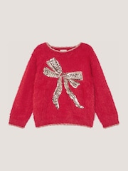 Monsoon Red Sequin Bow Jumper - Image 1 of 2