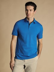 أزرق - قميص بولو بيكيه قطن سادة بكم قصير Tyrwhitt من Charles Tyrwhitt - صورة 1 من 5