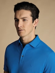 أزرق - قميص بولو بيكيه قطن سادة بكم قصير Tyrwhitt من Charles Tyrwhitt - صورة 2 من 5