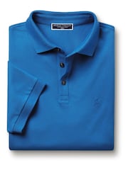 أزرق - قميص بولو بيكيه قطن سادة بكم قصير Tyrwhitt من Charles Tyrwhitt - صورة 3 من 5