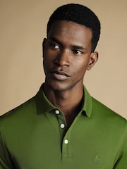 Dunkelgrün - Charles Tyrwhitt Kurzärmeliges Polo-Shirt aus Baumwollpikee, Uni - Bild 2 von 5