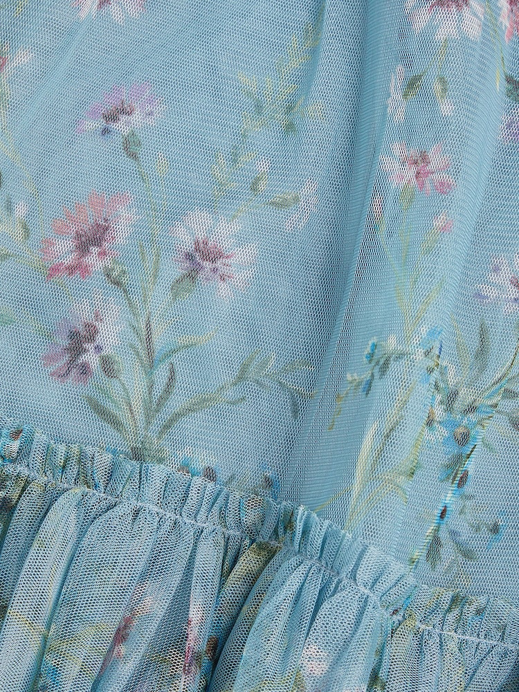 Monsoon Blue Naina Floral Mesh Party Dress - Image 4 of 4 Monsoon Blue Naina Floral Mesh Party Dress - Image 4 of 4