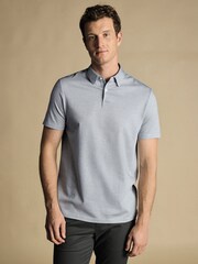Charles Tyrwhitt Blue Cotton Tencel Tyrwhitt Cool Polo Shirt - Image 1 of 4