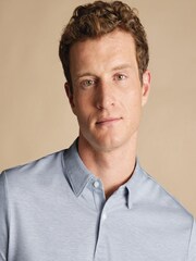 Charles Tyrwhitt Blue Cotton Tencel Tyrwhitt Cool Polo Shirt - Image 2 of 4