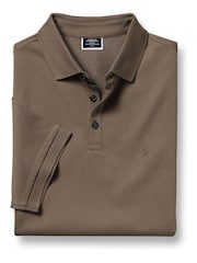 Charles Tyrwhitt Brown Solid Short Sleeve Cotton Tyrwhitt Pique Polo Shirt - Image 3 of 5
