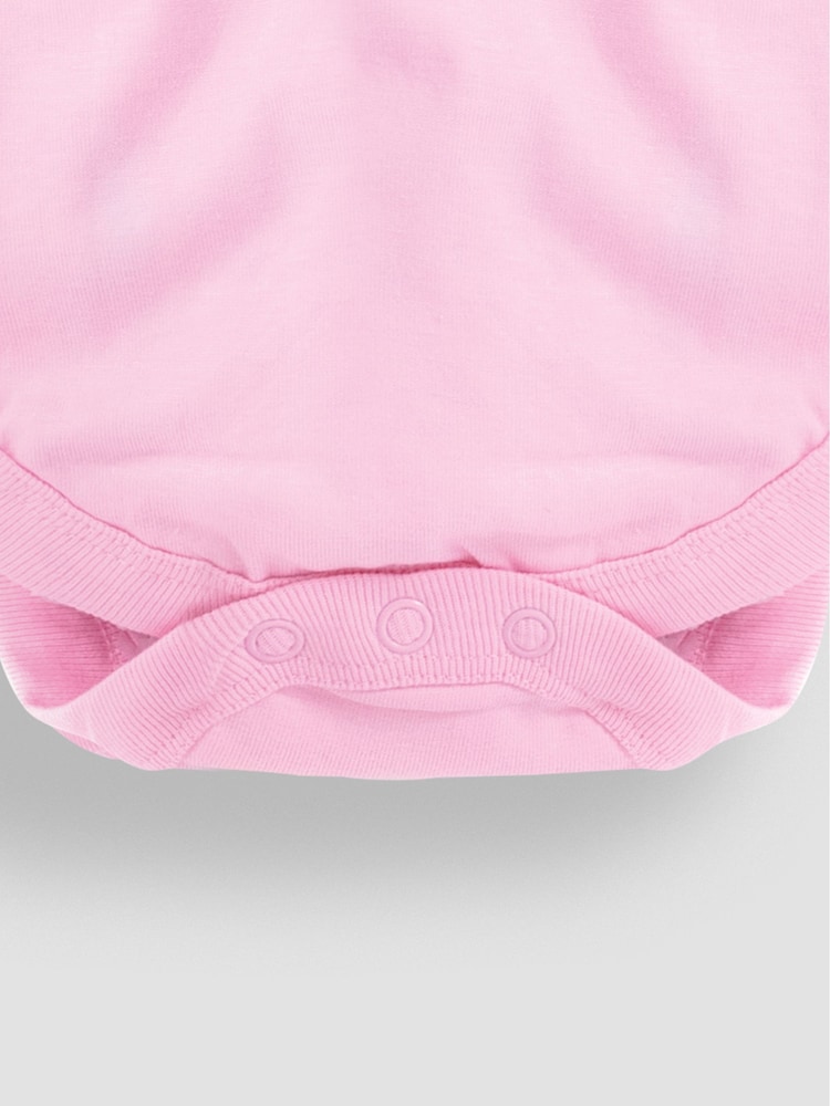 JoJo Maman Bébé Pink Plain Long Sleeve Peter Pan Bodysuit - Image 2 of 3