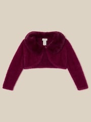 Monsoon Red Baby Detachable Collar Fuzzy Cardigan - Image 1 of 3