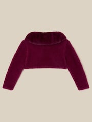 Monsoon Red Baby Detachable Collar Fuzzy Cardigan - Image 2 of 3