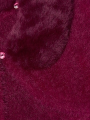 Monsoon Red Baby Detachable Collar Fuzzy Cardigan - Image 3 of 3