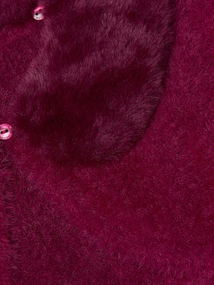 Monsoon Red Baby Detachable Collar Fuzzy Cardigan - Image 3 of 3