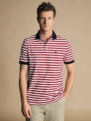 Charles Tyrwhitt Red Stripe Short Sleeve Pique Polo Shirt - Image 1 of 5