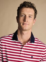 Charles Tyrwhitt Red Stripe Short Sleeve Pique Polo Shirt - Image 2 of 5