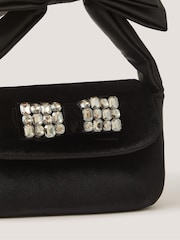 Monsoon Black Gemstone Bow Velvet Bag - Image 2 of 2