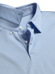 Charles Tyrwhitt Blue Plain 100% Cotton Short Sleeve Jersey Polo Shirt - Image 4 of 5
